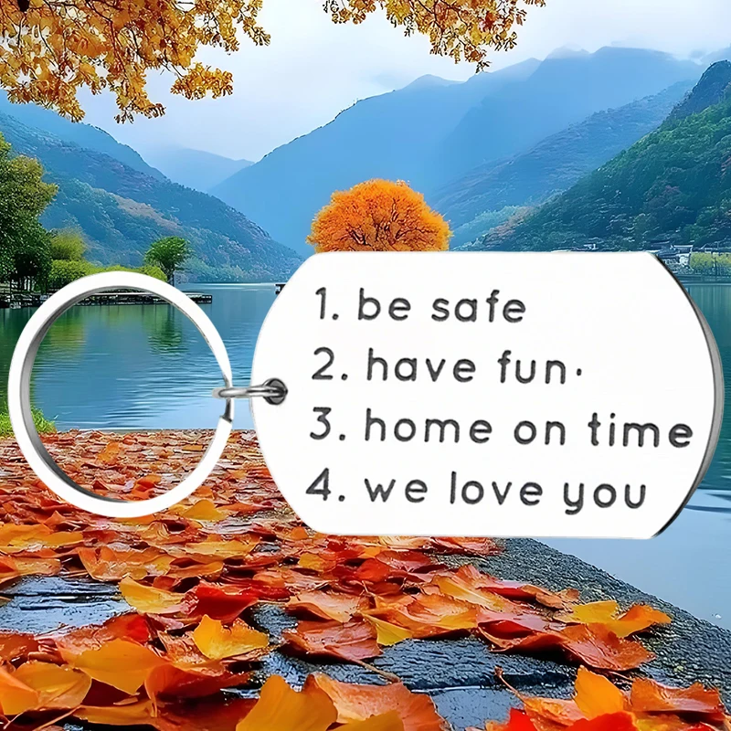 Cute New Driver Drive Safe Keychain Daughter Son Husband Inspirational Birthday Graduation Christmas Gift Key Chain Pendant