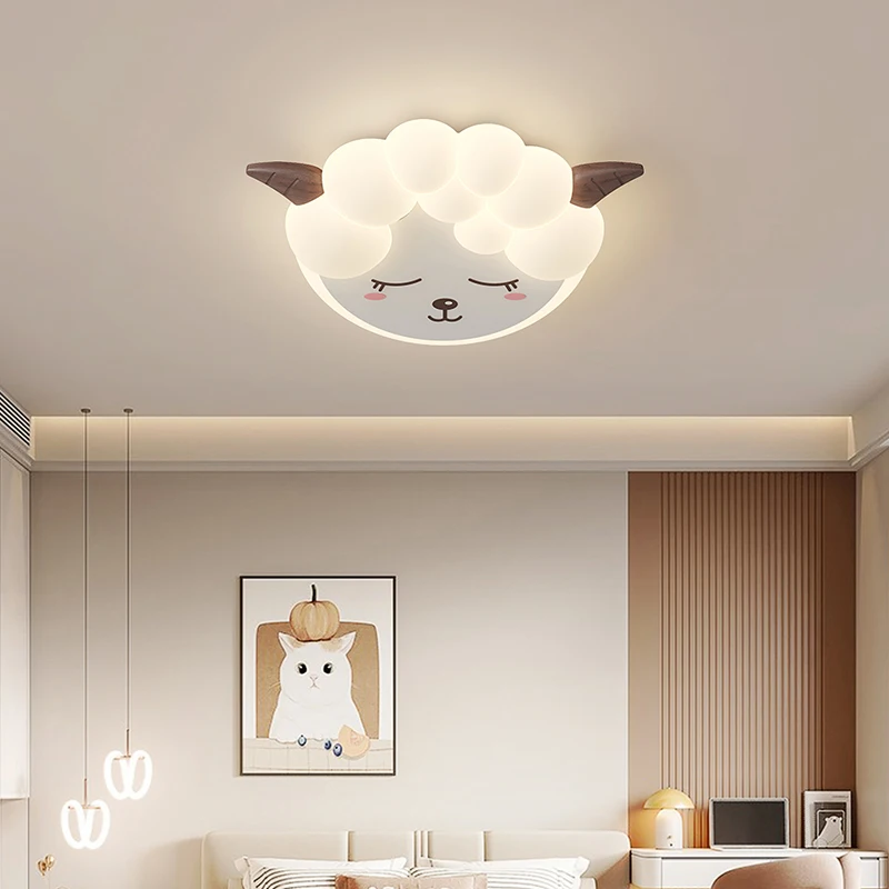 Little Sheep Children's Room Ceiling Light Cream Wind Bedroom Light Warm and Romantic Full Spectrum Eye Protection boy girl lamp