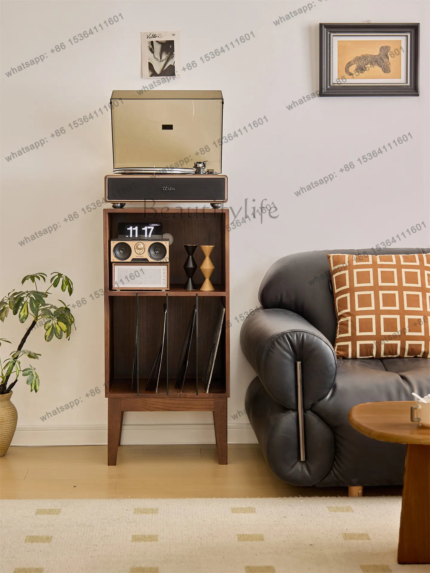 

Solid wood vintage sofa corner cabinet magazine cabinet storage rack