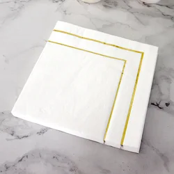 Table Paper Napkins Elegant Tissue  Beautiful Decor Vintage Towel Party Home White Foil Gold Birthday Wedding