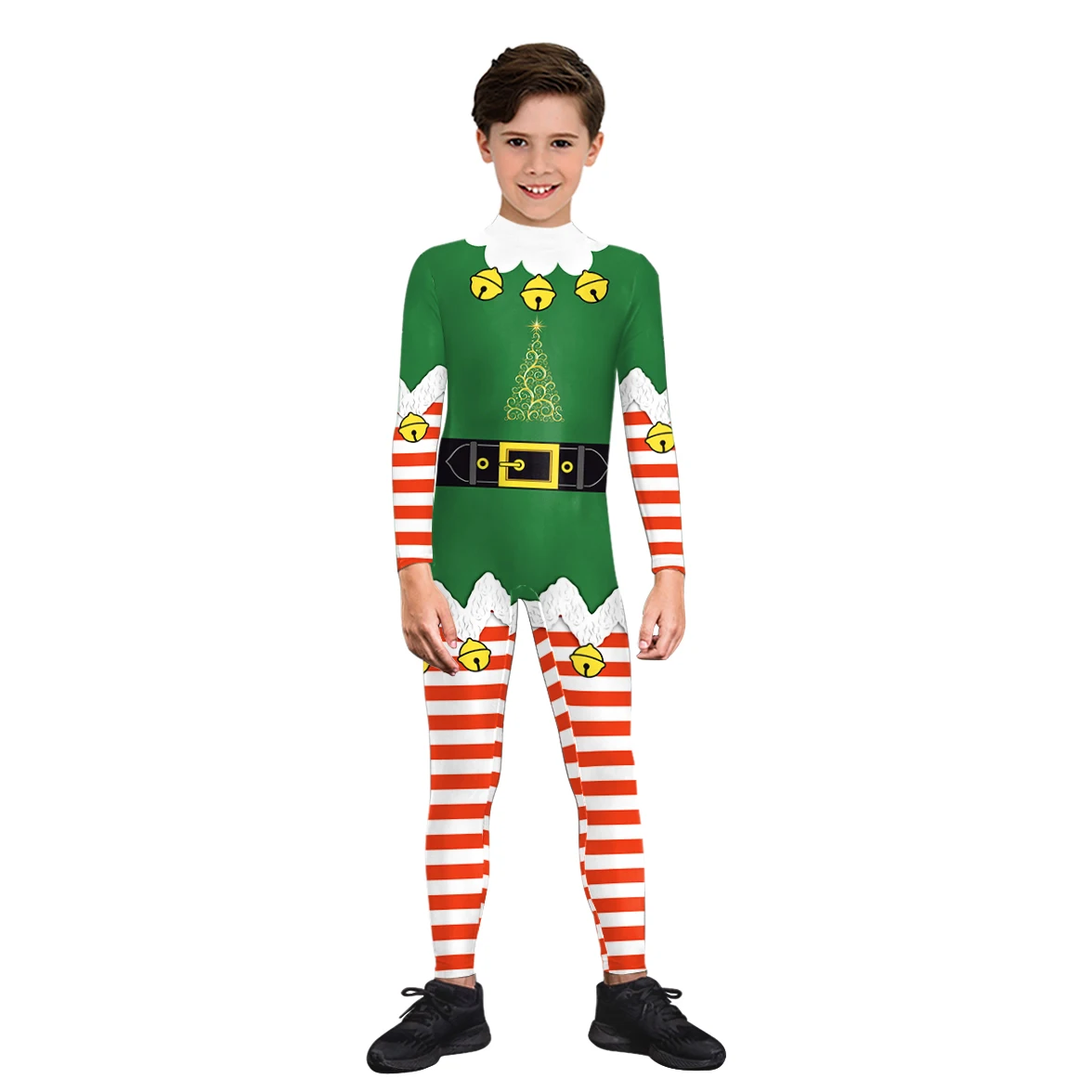 Zawaland-monos de fiesta de Navidad para chico, elfo de Navidad verde, disfraces de Cosplay con estampado 3D, mono Zentai, vestido de Carnaval y Navidad