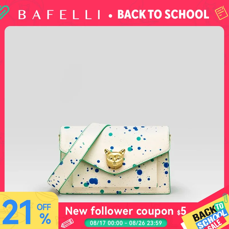 Bolsa Feminina BAFELLI 2026: Tendência de Moda, Marca de Luxo, Couro, Transversal com Aba, Estilo Gato de Verão, Bolsas de Grife Originais