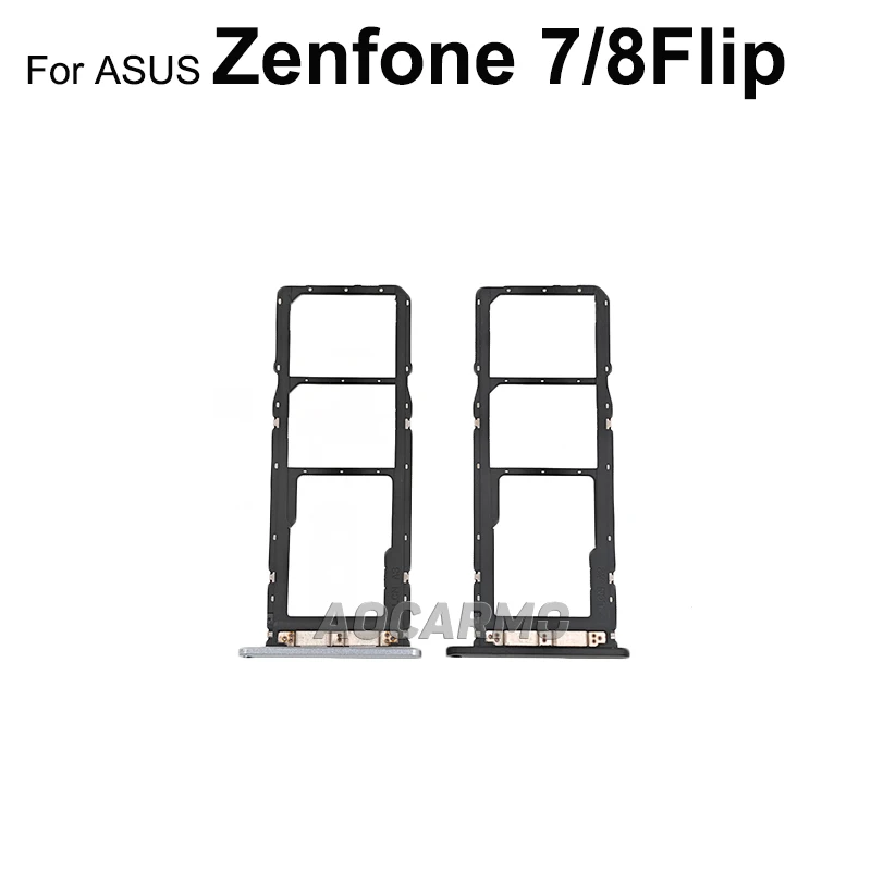 Aocarmo For ASUS Zenfone 8 Flip /Zenfone 7 SIM Tray Sim Card Slot Holder Black White Replacement Part