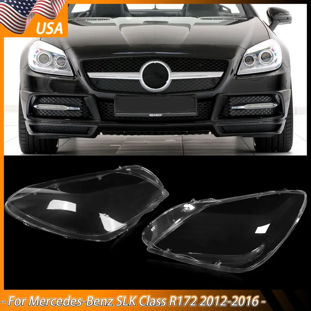 

Head Lights Cover For Mercedes Benz R172 SLK 200 250 350 SLK55 AMG 2012-2016 Lamp Shade Left Right Side Headlight Lens Cover