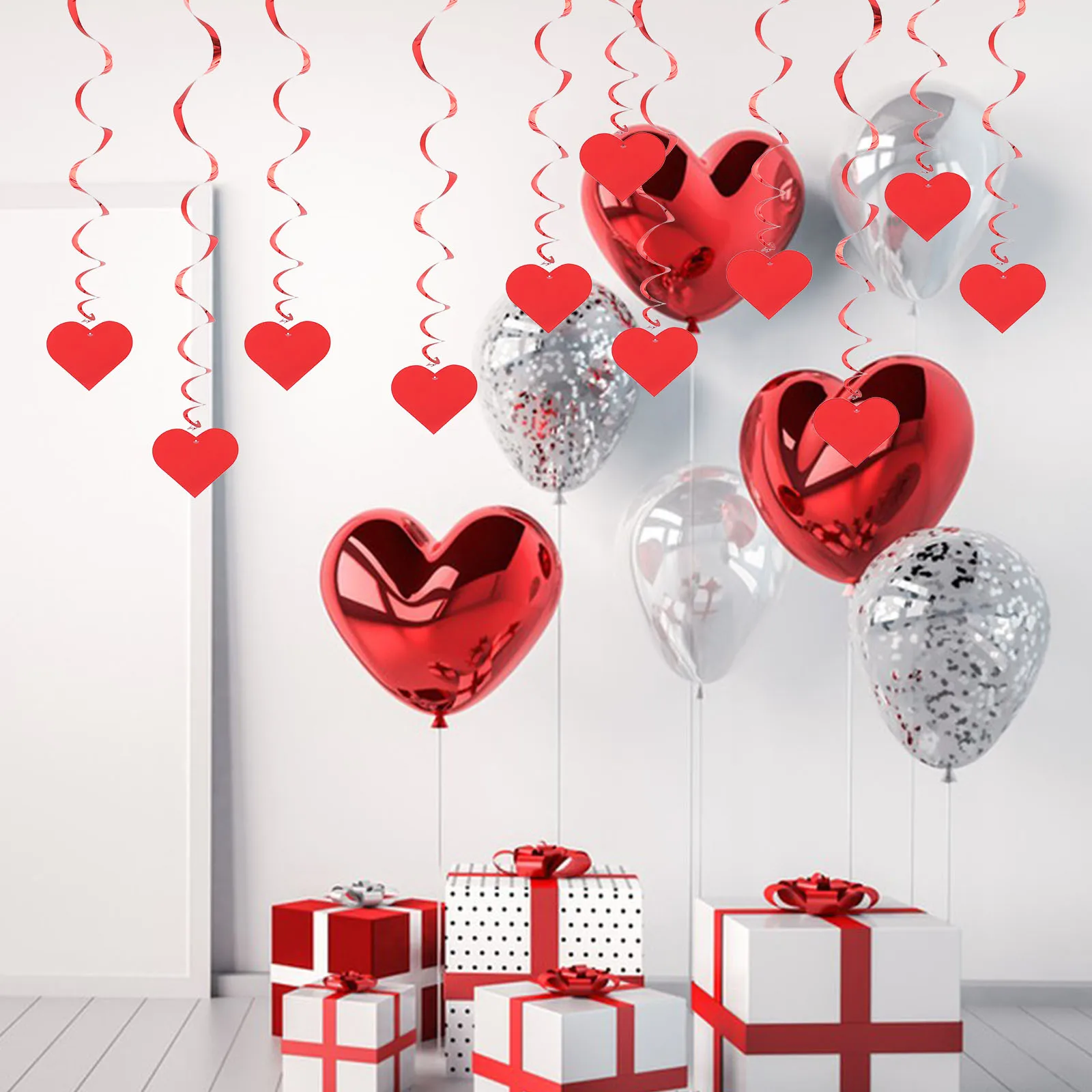 

18Pcs Heart Hanging Swirls Romantic Valentine Decor for Wedding Party Ceiling Decoration Set Festival Baby Shower Birthday