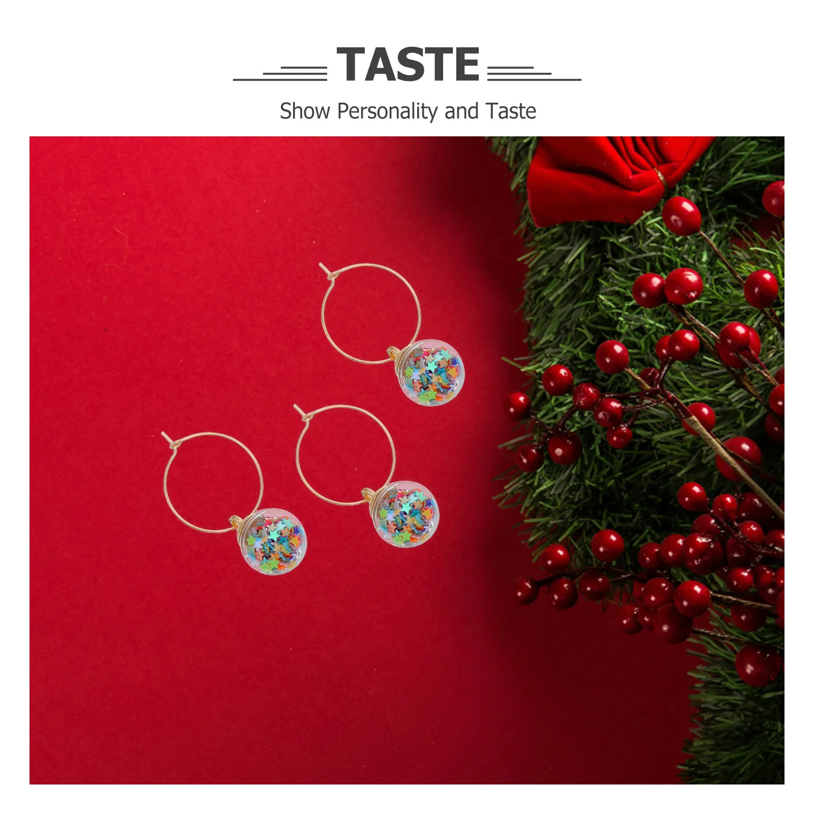 9Pcs Drink Markers for Stem Glasses Glass Charm Tags with Hanging Rings Reusable Wine Glass Identifiers Christmas Goody Stuffers