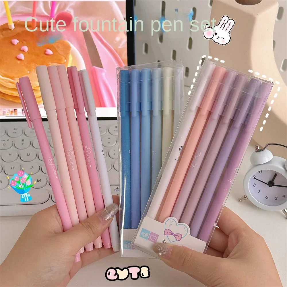 مجموعة أقلام جيل موراندي لطيفة ، صندوق أقلام أسود كاواي ، أدوات مكتبية للطلاب ، أقلام كربون ،! 6: #4