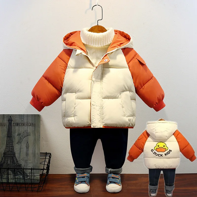 New Children Down Coats Boys Girls Autumn Winter Warm Jackets Kids Casual Fashion Outerwear 2024 Baby Thicken Hooded Clothing