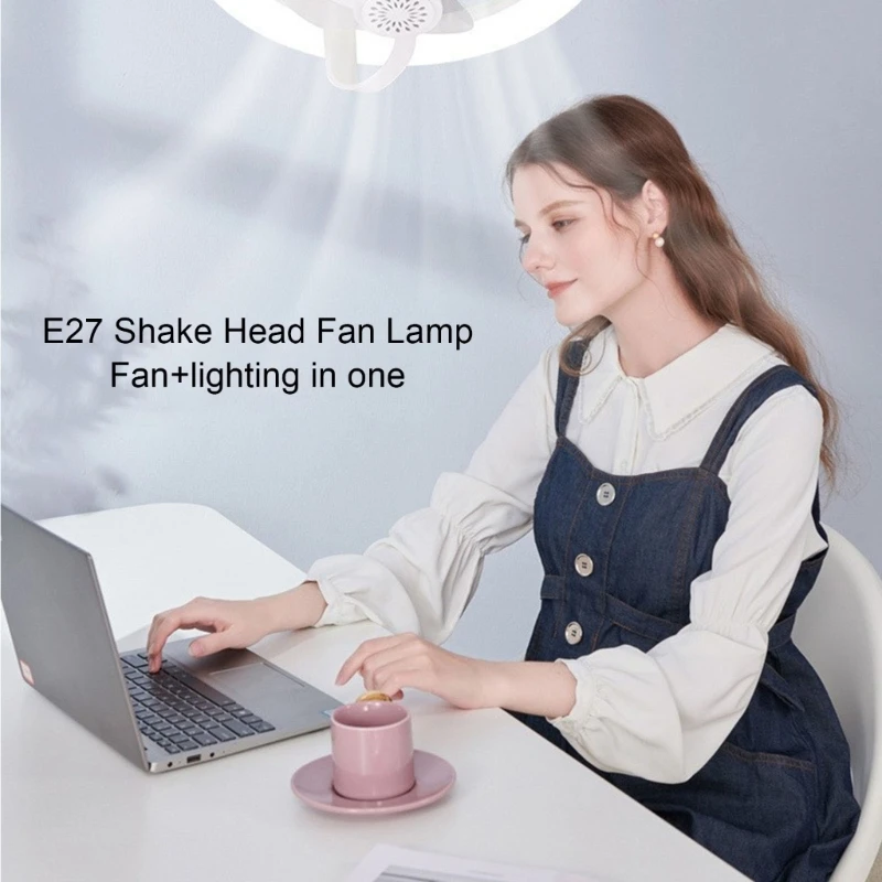 พัดลมเพดาน LED พร้อมรีโมทควบคุมแสงบนพื้นต่ำ ปรับความเร็วได้ 3 ระดับ โคมไฟสี