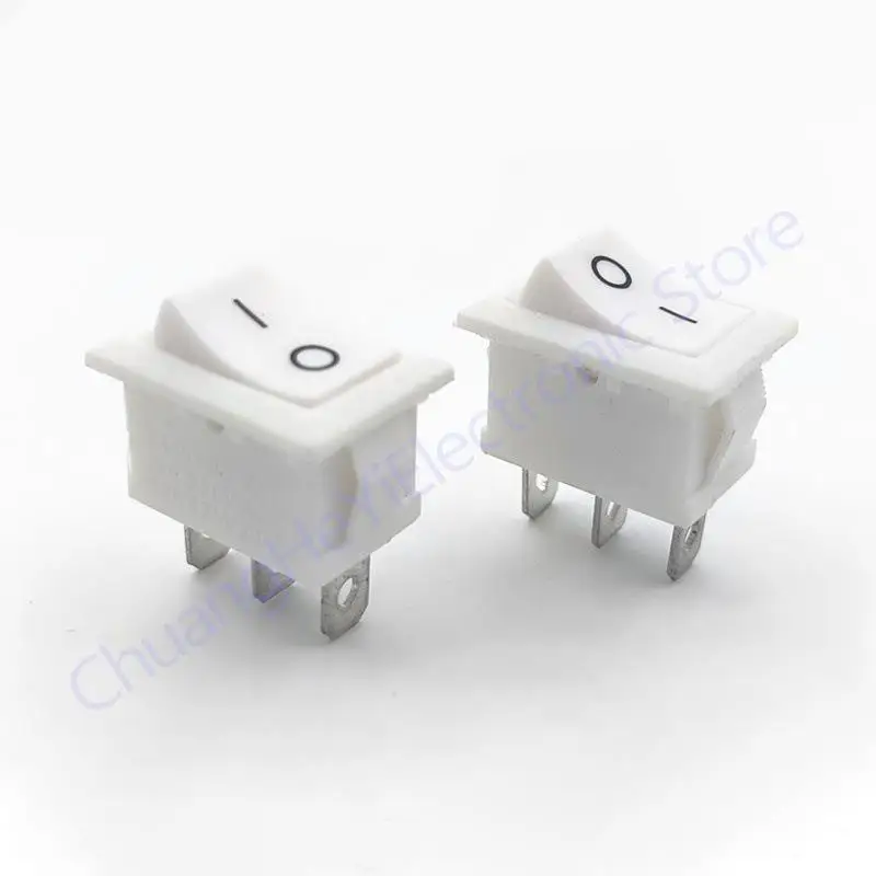 

10 шт. клавишный переключатель 15*21 мм, 3-контактный клавишный переключатель SPST ON/OFF, 6 А/250 В, 10 А/125 В, 15x21 мм, белый