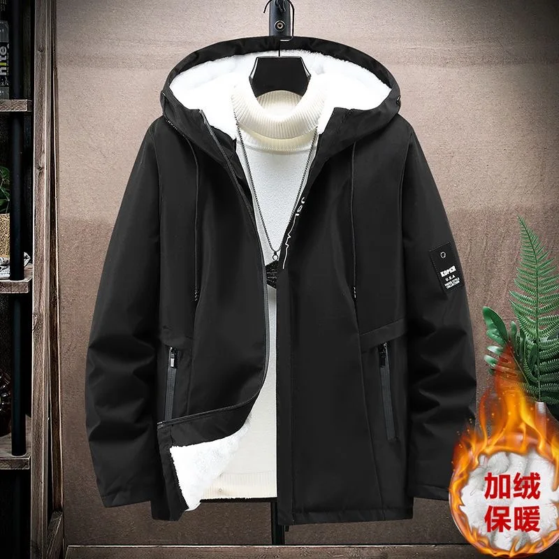 2024 Autumn and Winter New Fashion Sports Plus Fleece Thick Warm Jacket Men's Casual Loose Large Size High-end Hooded Coat M-5XL