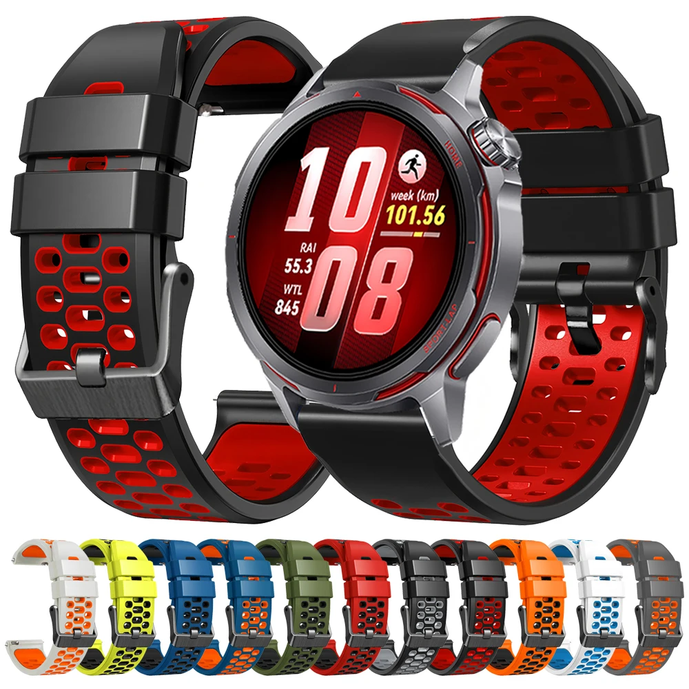 22mm Zweifarbiges Perforiertes Sport-Silikonarmband für HUAWEI WATCH GT Runner 2 Ersatzband für HUAWEI GT6 GT5 GT4 46mm