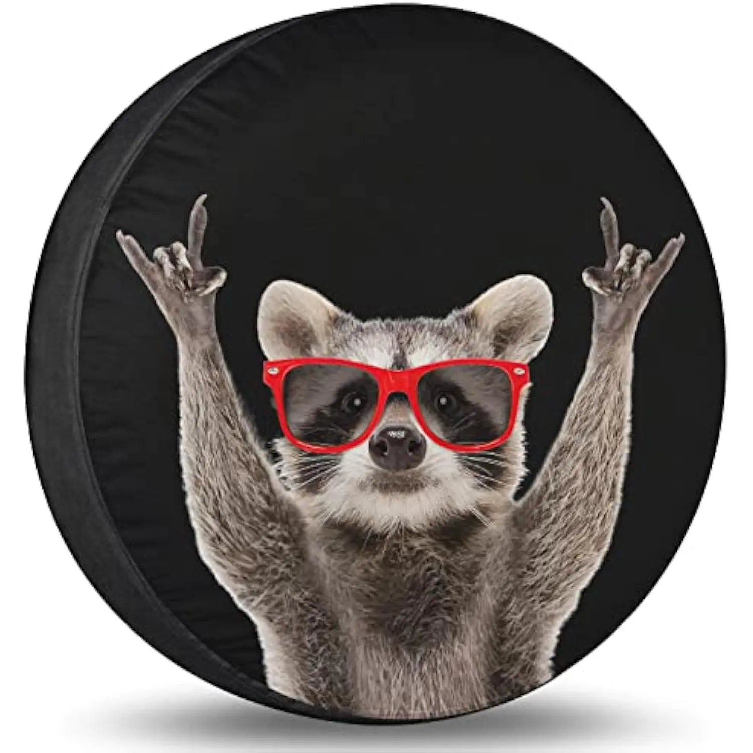 

Чехол для шин с изображением енота в стиле рок, водонепроницаемый солнцезащитный чехол на запасное колесо для внедорожника, грузовика