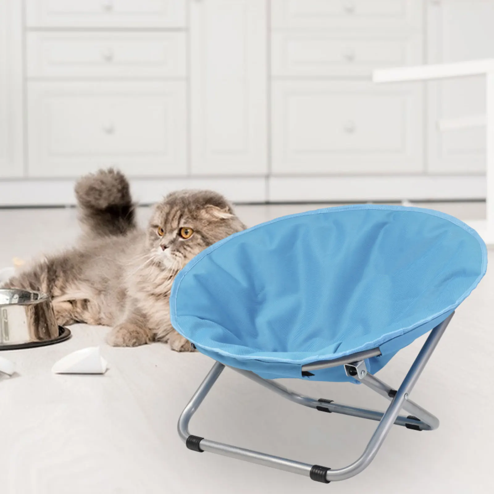 Elevated Pet Bed Foldable Cat Hammock Bed Sleeping Nest Adjustable Height Comfortable Portable Furniture Metal Stand Folded Cot