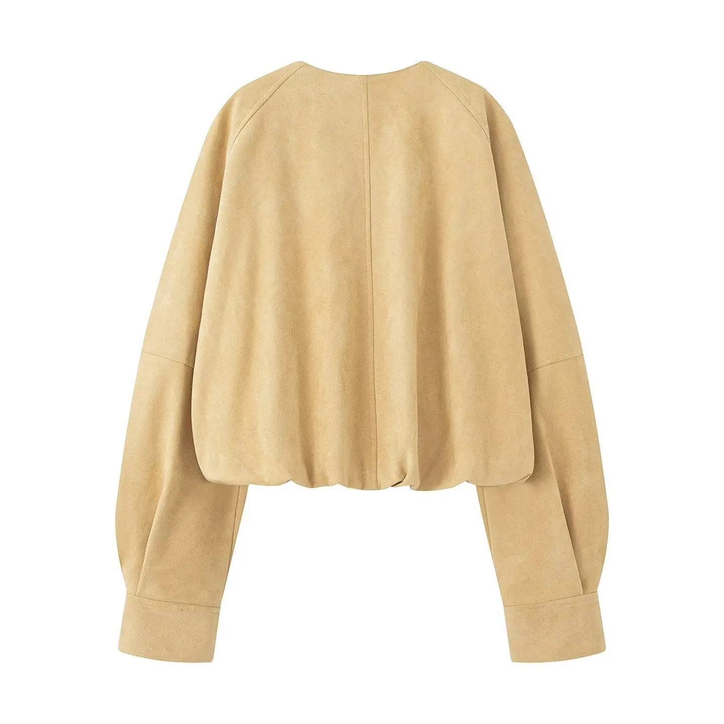 

2025 Autumn Women's Korean Retro Jacket Round-Collar Long-Sleeve PU Single-Breasted Button Coat Stylish Casual Outerwear Daily