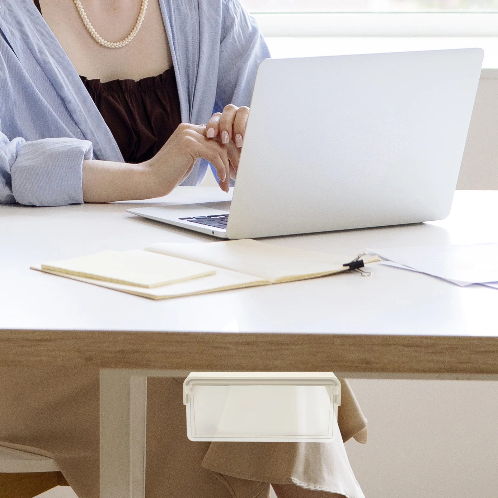 

Under Desk Organizer Drawer Storage Box Hidden Adhesive Design Smooth Polishing Not Easy to Deform for Office Home Desktop Pen