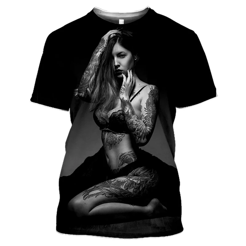 2024 Sexy Goddess 3D Print Men Women T-shirts Summer Casual Oversized Streetwear Crew Neck Short-sleeved Tops Tee Woman Clothing