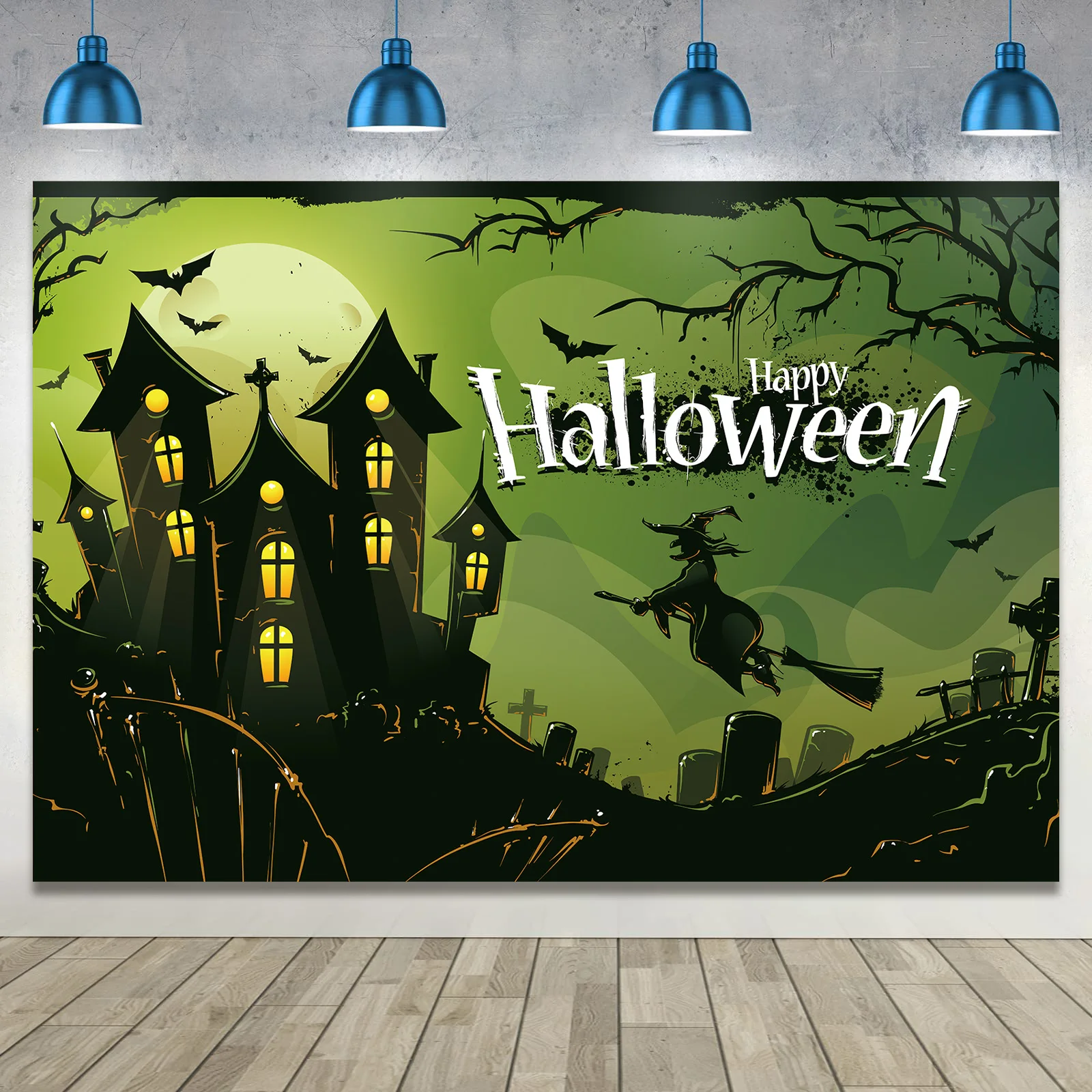 

Halloween Green Terror Theme Decoration Background Cloth Festival Event Party Scene Decoration Banner