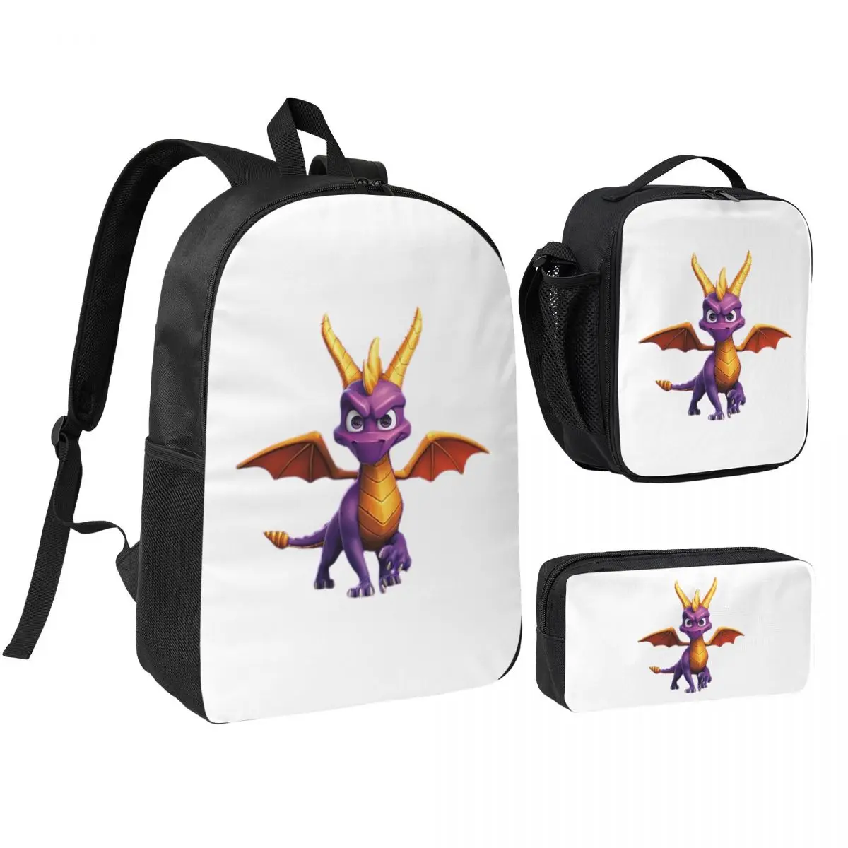 Ice Spyro Backpack Student Boys Girls BookBag School Bag Laptop Shoulder Bags 3ps Insulated Lunch Bag Pencil Case