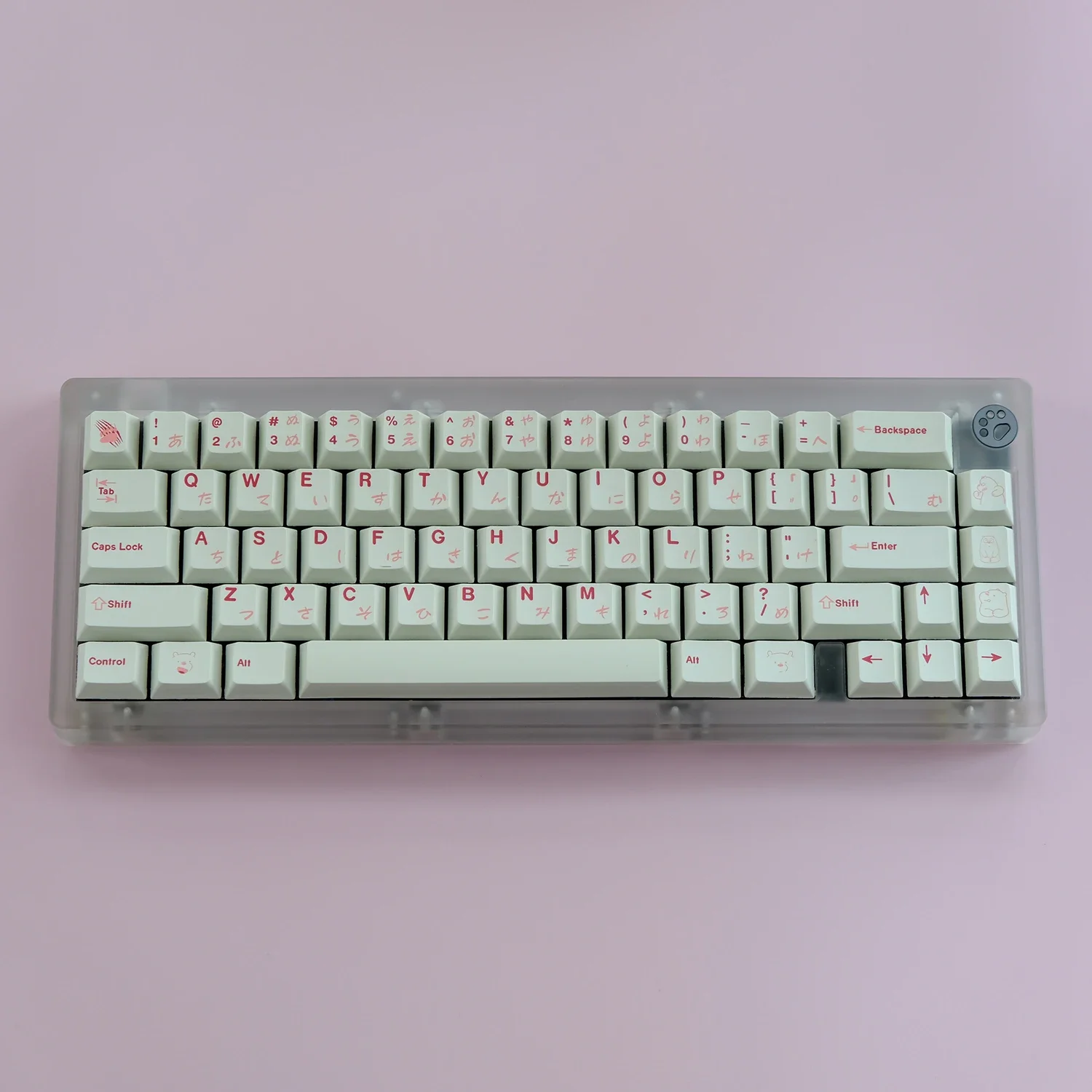 

Light gray wine green, light gray red powder, bear PBT original highly sublimated keycap