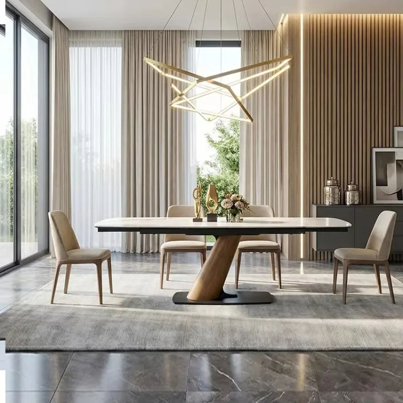Luxury Modern Extendable Rectangle Italian Room Furniture Restaurant Sintered Stone Dining Table
