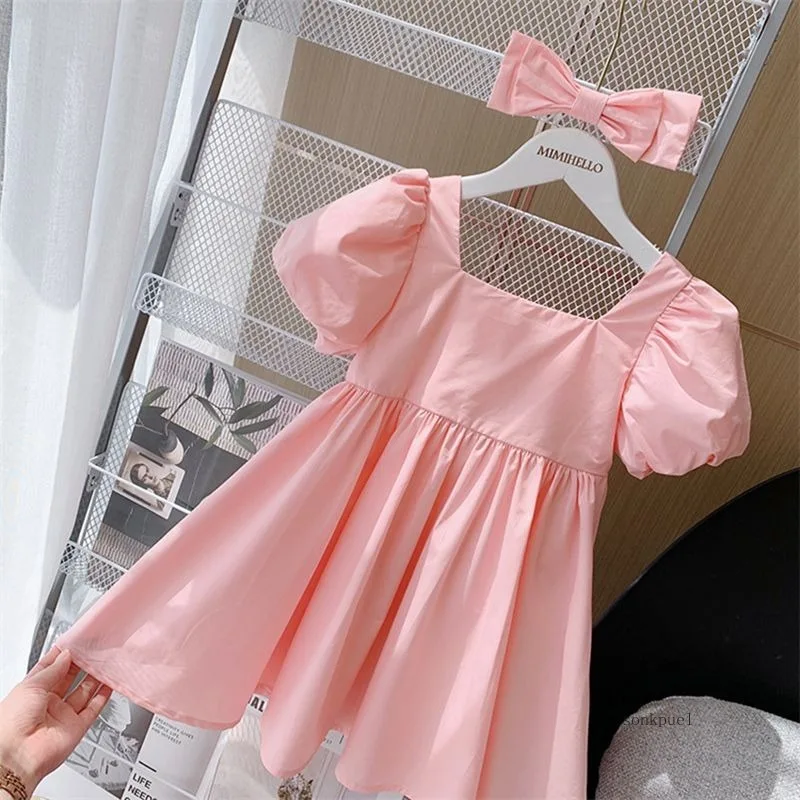 2PC Dress +bow Summer Infant Girls Dresses Newborn Baby Girls Princess Dress Child Party Dresses Vestido Kid Clothes