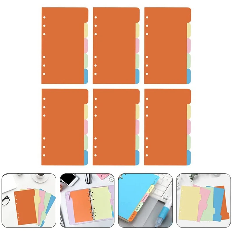 30Pcs 6 Ring Binder Dividers With 4 Tabs Paper Divider Category Page Indexing Cards Loose Leaf Binders