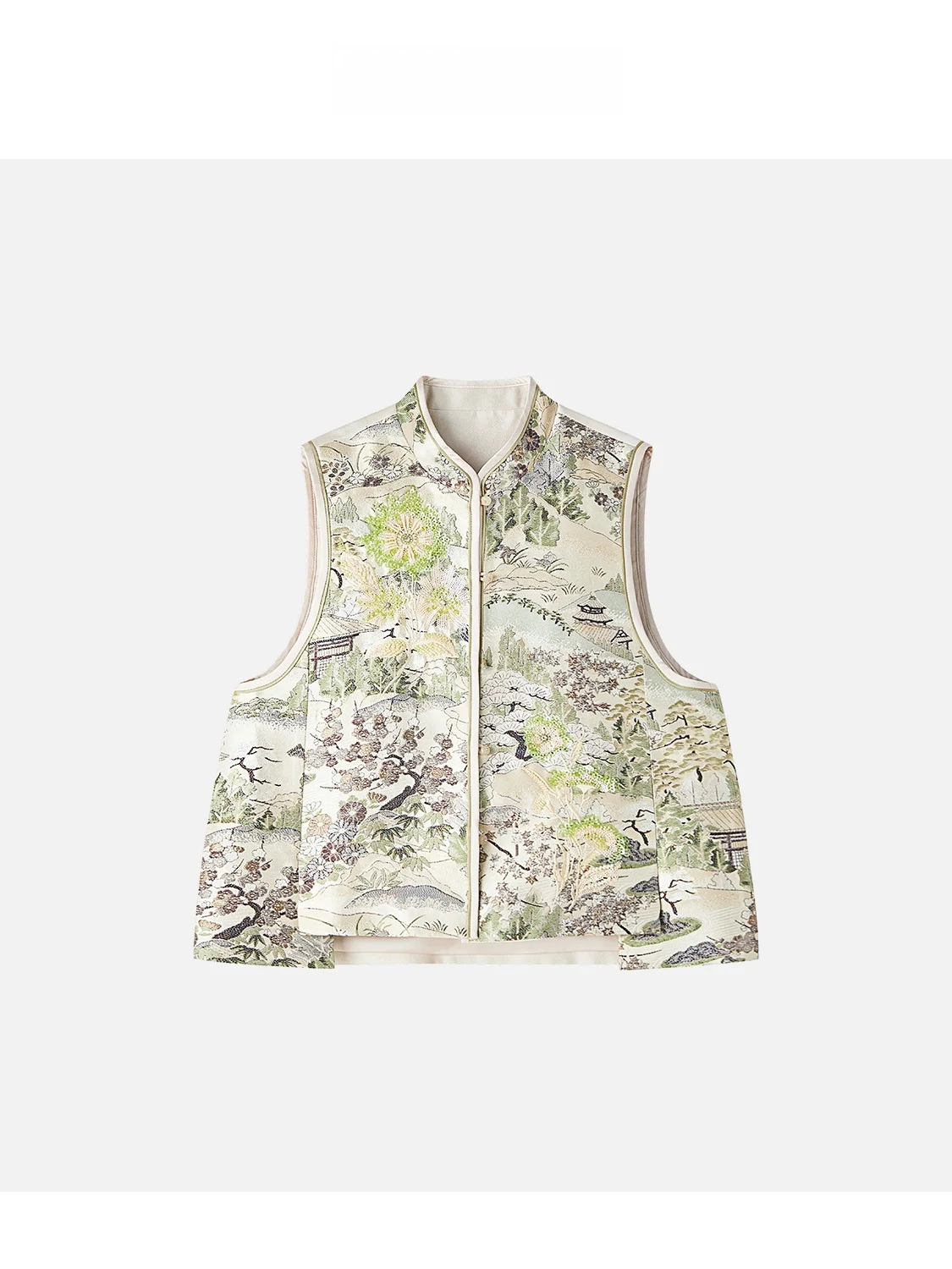 

Ele Embroidered Silk Wool Vest Jingjing2025 New "y Willow" Chinese Sle Jiajia Single Button Closure Svel Top