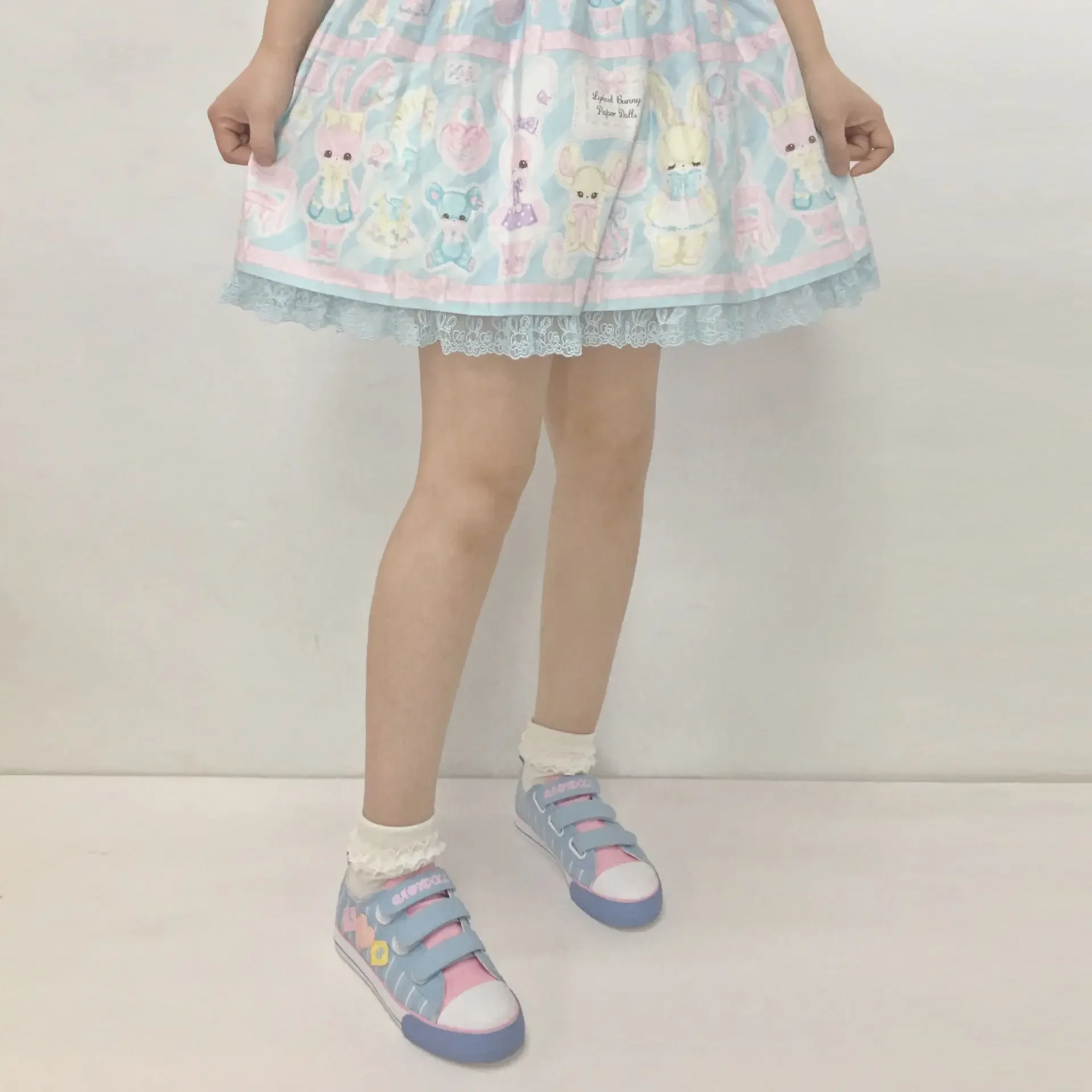 Japanese Spring Autumn Kawaii  Sneakers Street Style Love Stickers Velcro High-top Canvas Shoes Sweet Lolita Daily Casual Shoes