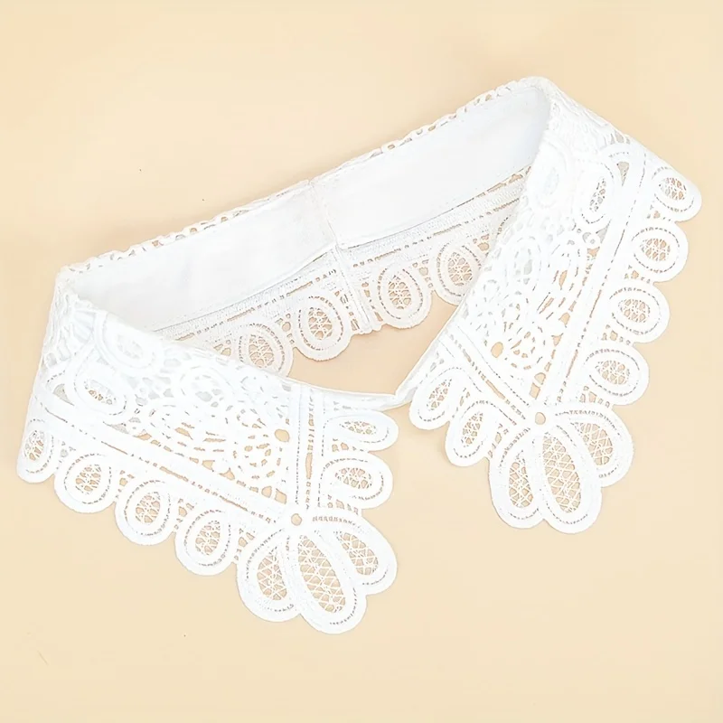 Women's White Fashionable Decorative Water-Soluble Collar Shawl