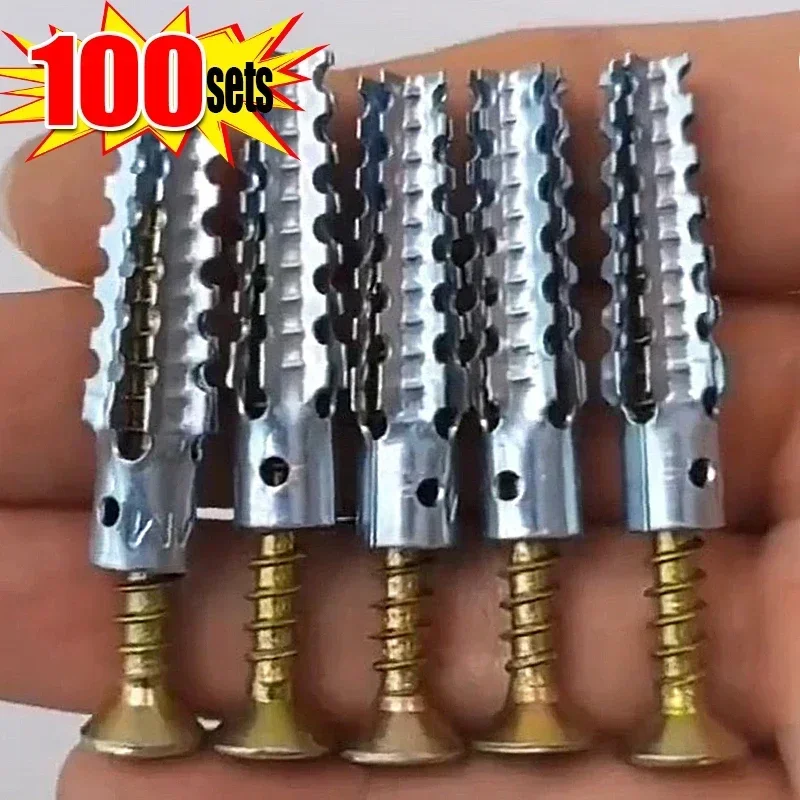100-parafusos-de-expansao-metalicos-serrilhados-com-rosca-autoatarraxante-para-tubos-buchas-de-perfuracao-para-concreto-fixadores-de-parede-kits-de-parafusos