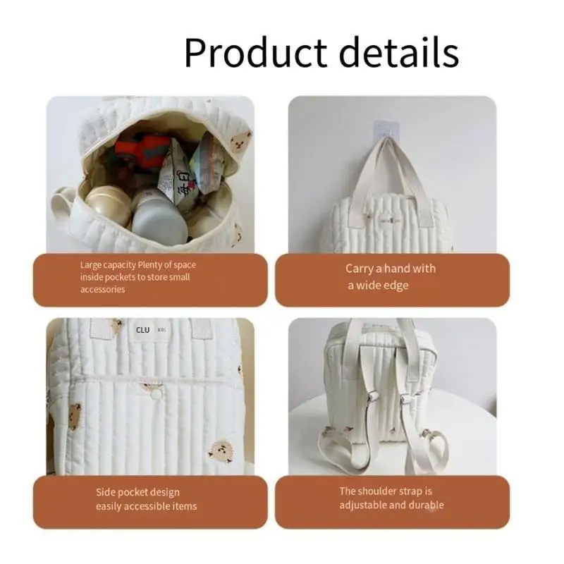 U13F Borsa da viaggio per pannolini per bambini capacità con ricamo elegante e comoda cintura fissaggio per