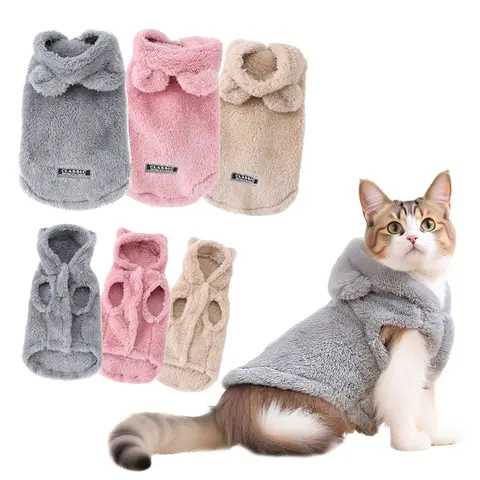 Abrigo para gatos con capucha para perros pequeños y medianos, ropa cálida de lana para cachorros y gatitos, chaqueta acogedora y bonita, suéter para gatos Sphynx