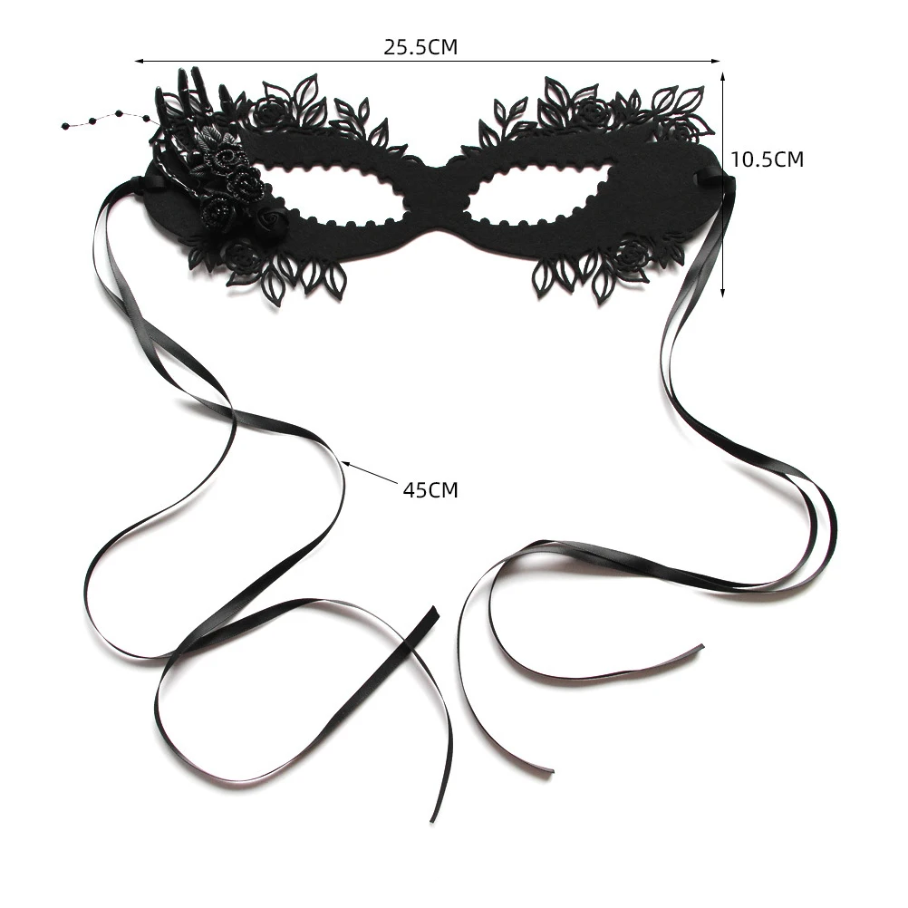 

Black Felt Half Face Masquerade Costume Elegant Lady Carnival Cosplay Dance Festival Lightweight Party Favor Gift Decorative