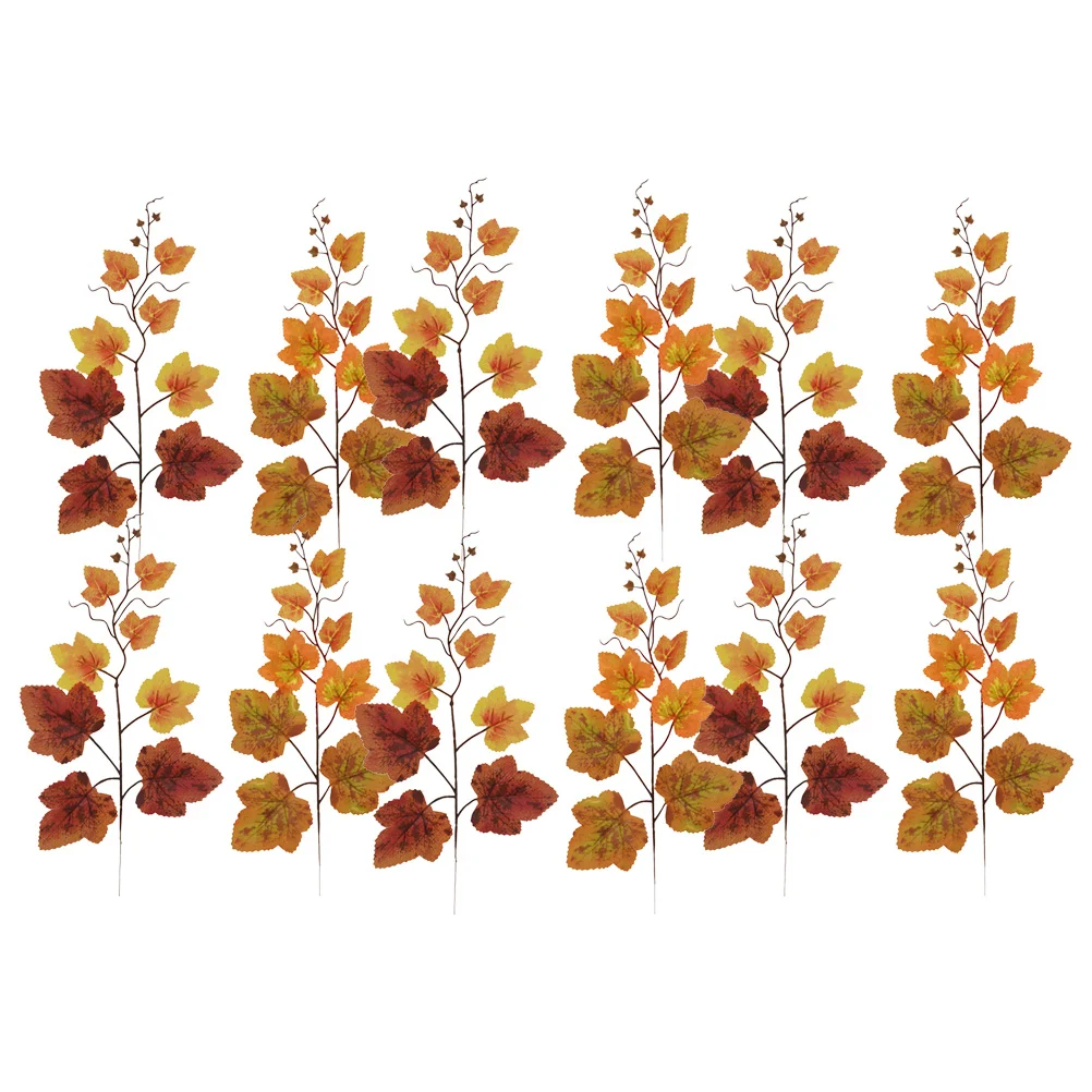 

12pcs Simulation Maple Leaf Vine Decor For Wall Door Garden Fence Home Decoration Artificial Autumn Hanging Ornament Maple