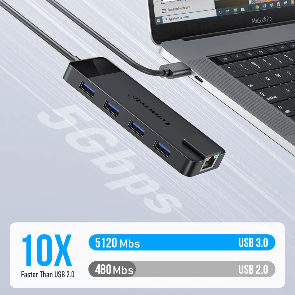 Lemorele 10Ports USB C Hub Type C to HDMI 4K RJ45 PD 100W Adapter Docking Station for Mac USB 2.0 3.0 Hub Laptop Tablet Accessor