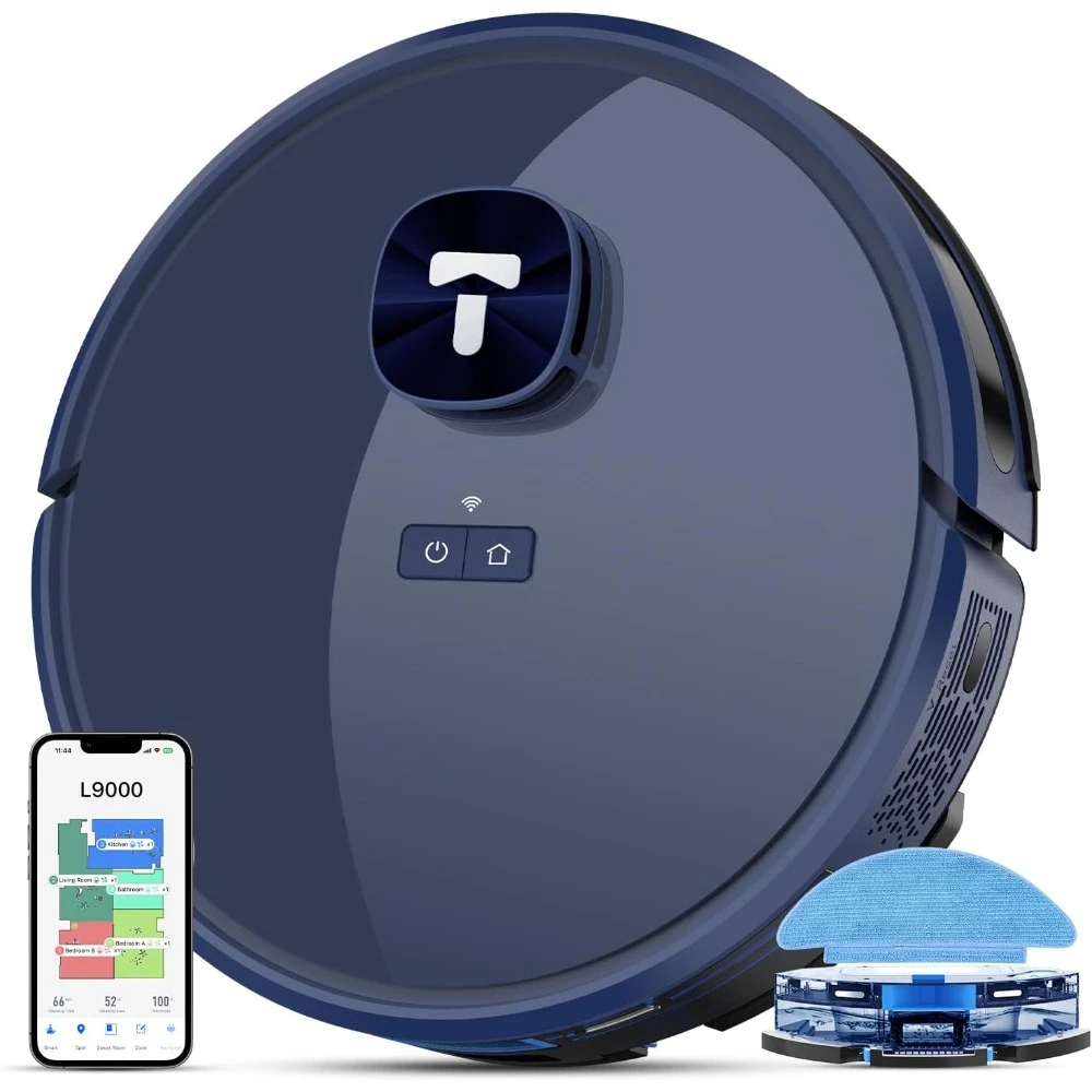 

Robot Vacuum and Mop Combo, LiDAR Navigation, L9000 Robotic Vacuum Cleaner, 4000Pa Suction, 150Mins Max, 14 No-go Zones