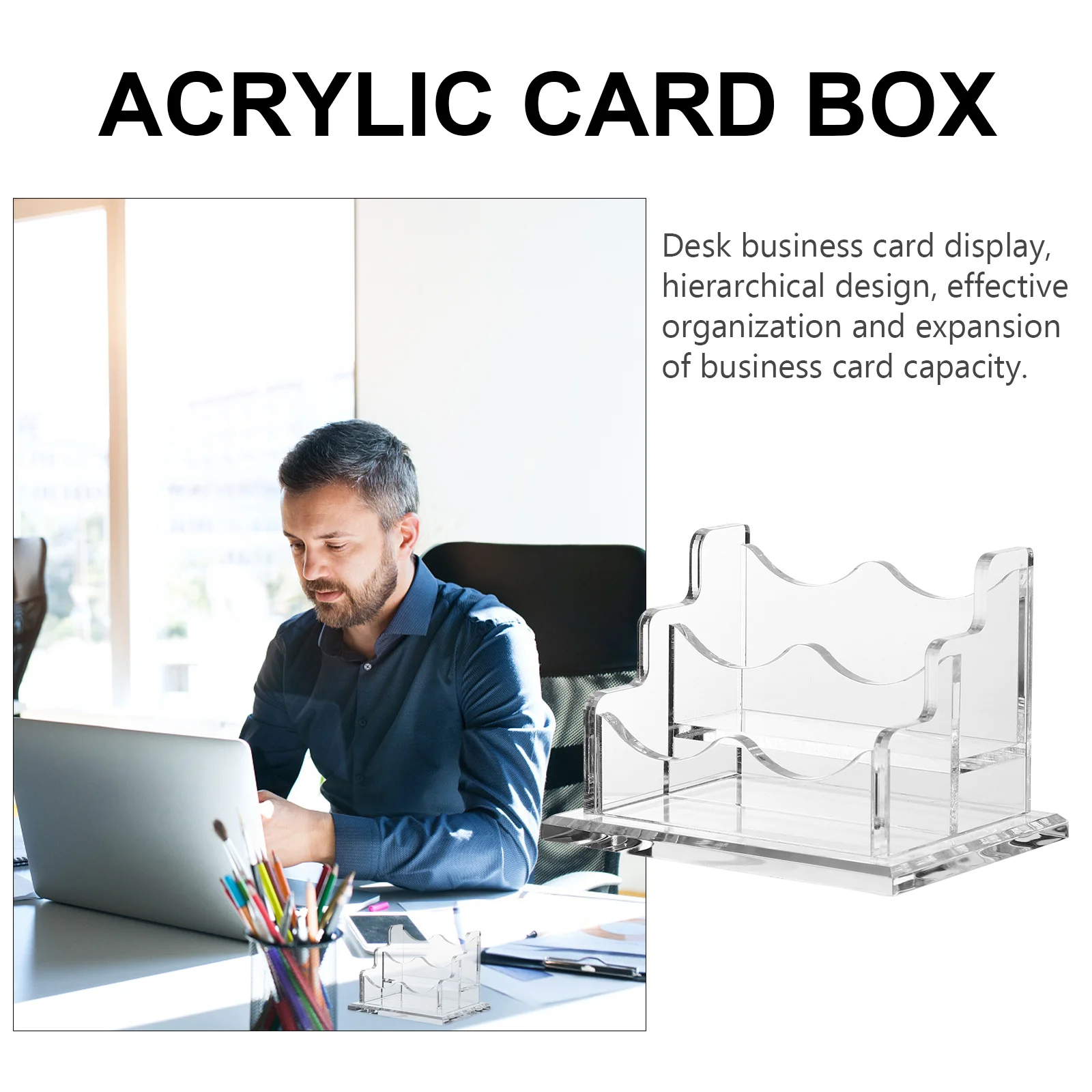Акриловый держатель для визитных карточек, утолщенная противоскользящая основа, настольный органайзер для хранения офисных карточек, подставка для дисплея