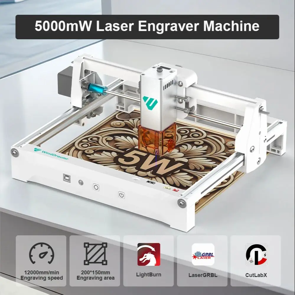 

WindDraumr P1 Pro Laser Engraver 5W Portable Laser Engraving Machine For Cutting Wood Painted Metal Acrylic Leather CNC Machine