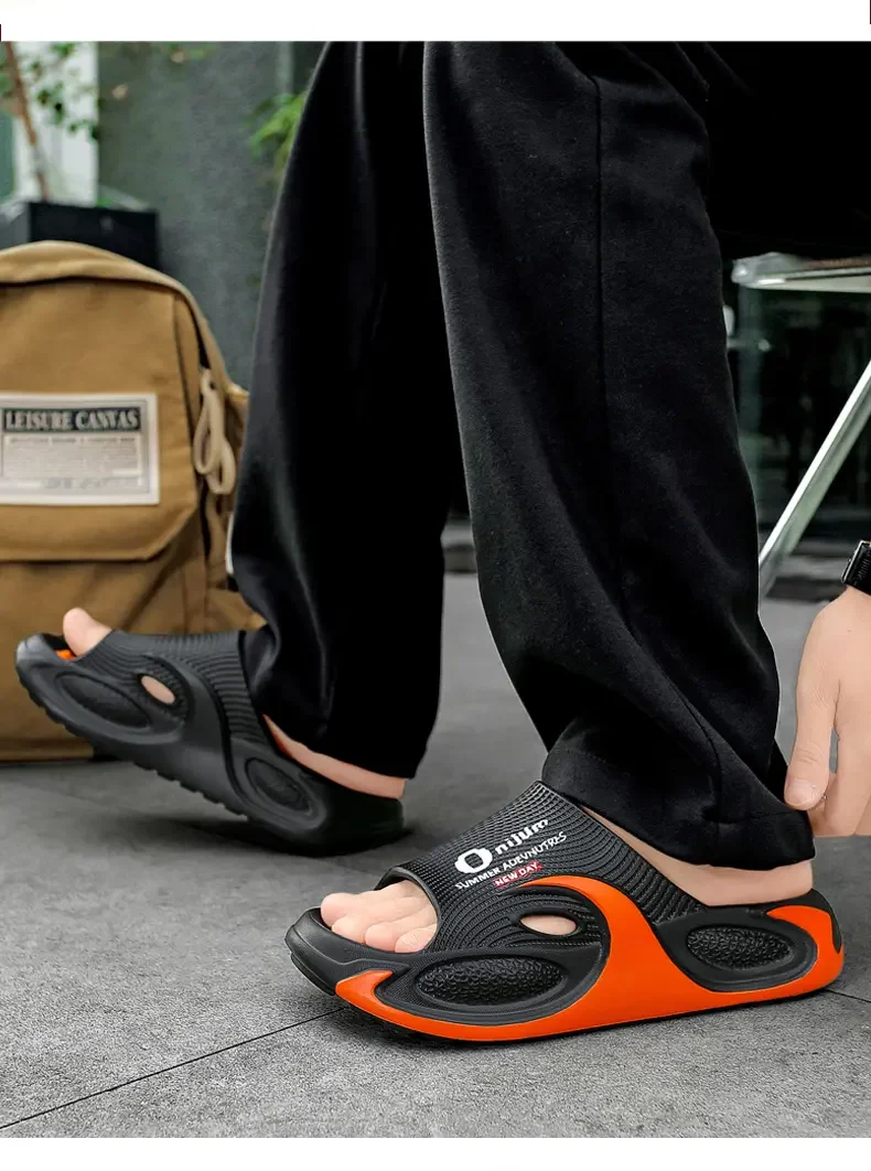 Sommer-Outdoor-Bekleidung für Damen und Herren: Dickbesohlte, geruchsabweisende und rutschfeste Herren-Slipper, Zweifach-Tragbare Strand-Sandalen und -Slipper – Detail 7
