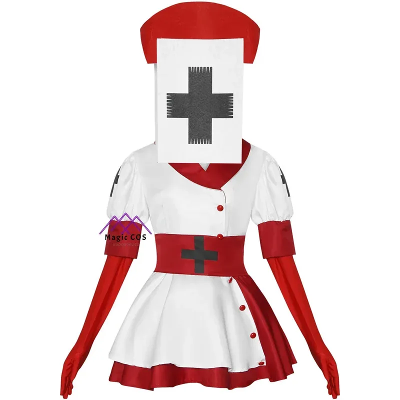 Reaper Nurse 코스프레 의상 Darrk Deceptiionn 섹시한 드레스 마스크 장갑 벨트 여성용 헤드 기어 할로윈 롤 플레잉 슈트
