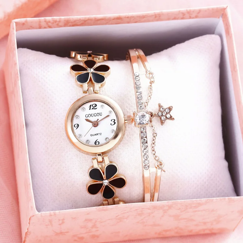 Summerinstyle-Reloj de pulsera con diseño de flores para mujer, pulsera con esfera pequeña, tendencia de moda