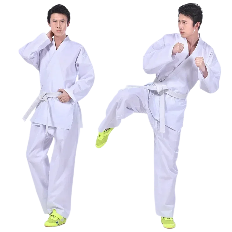 Karate Gi Uniform  Suit  Elastic Waistband For Kids Sports Training Fitness Gym Free White Belt