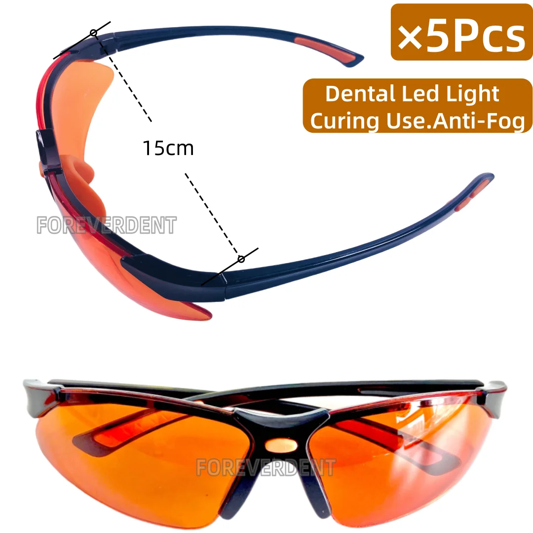 5pcs/Lot Dental Lab Safety Orange Goggles Block LED UV Lights Curing Protective Eye Glasses 15cm