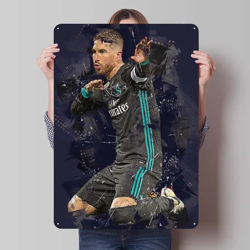 Sergio Ramos Metal Sign Sports Poster Room Decoration Man Cave Vintage Tinplate Sign Plaque for Wall Art Decoration Retro Home