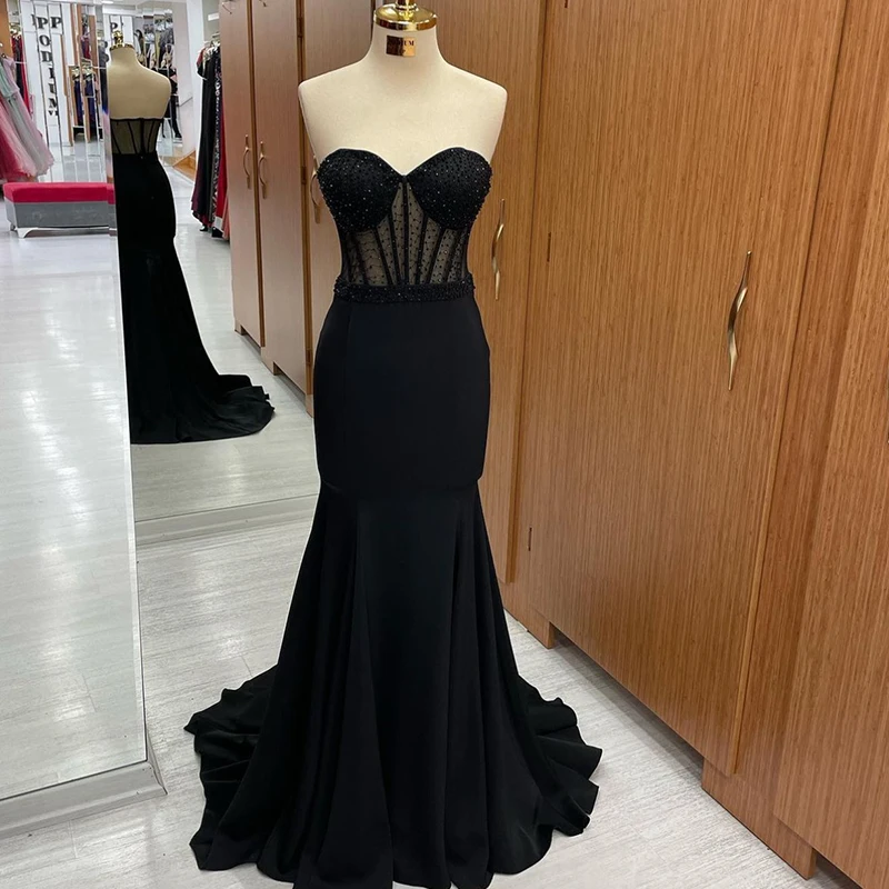 Meerjungfrau Ballkleider weicher Satin mit Spitze Chiffon Ballkleid träger los ärmelloses Brautkleid Reiß verschluss Abendkleid Robe de Marie