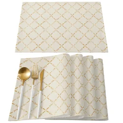 Modern Geometric Texture Kitchen Dining Table Decor Accessories 1pcs Placemat Heat Resistant Linen Tableware Pads Mats
