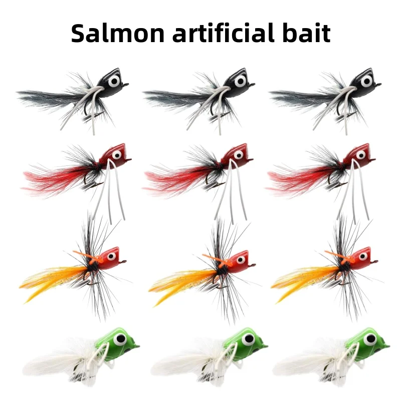 1PCS Fly Fishing Popper Floating Dry Flies Bugs Insect Lure Mayfly Hook For Bass Trout Sunfish Salmon Artificial Bait