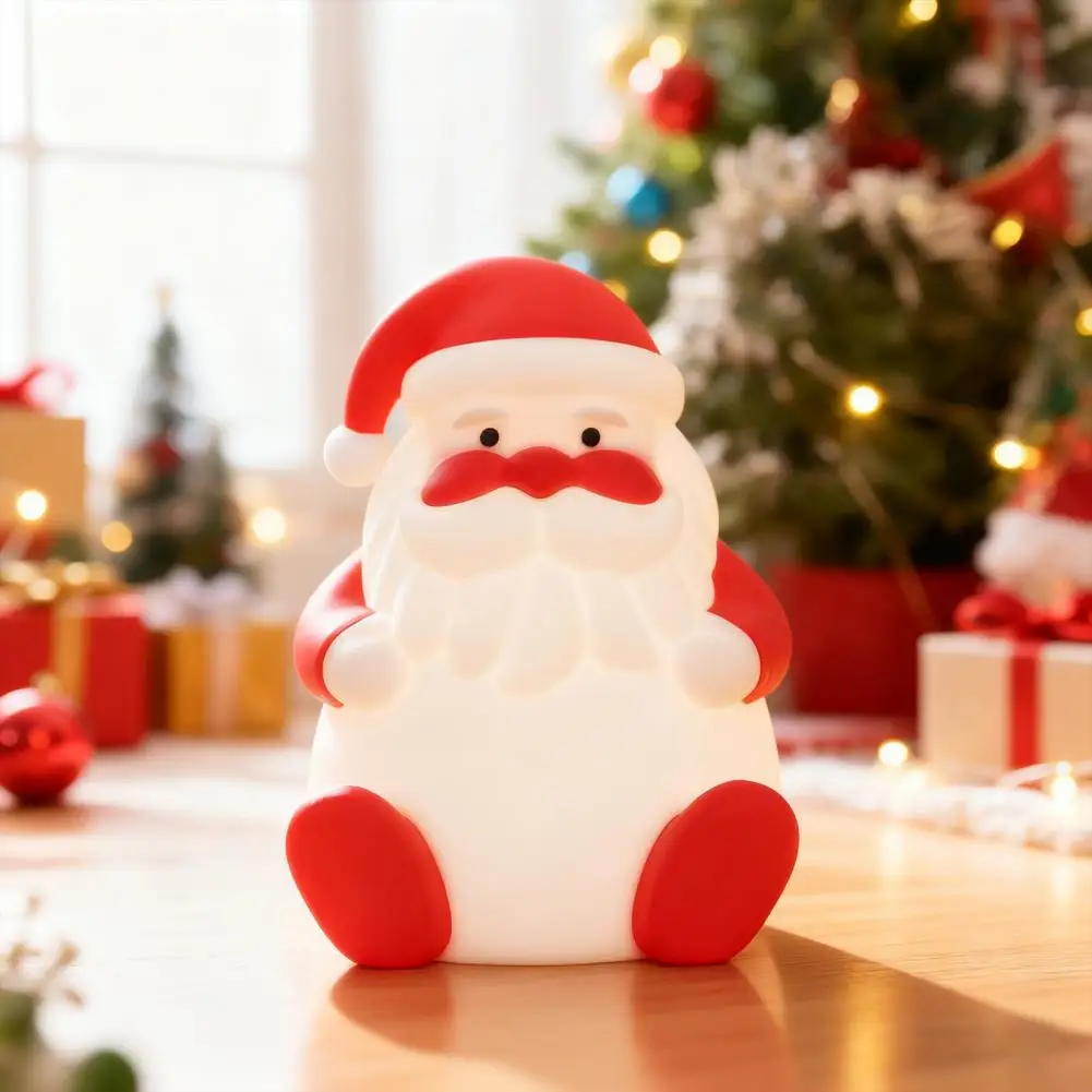 Santa Silicone Faucet Light Color Changing Santa Claus Night Light with Usb-c Charging Rechargeable Bedside Touch Lamp for Baby