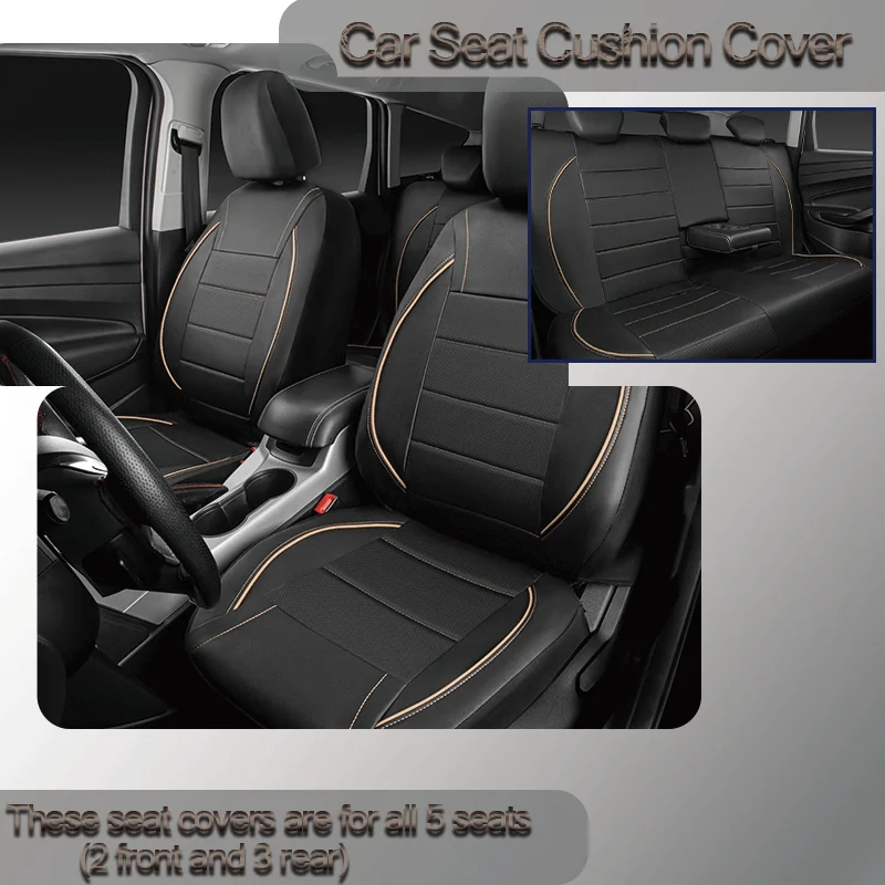 

5 Seats Universal Car Seat Covers Full Set PU Leather Breathable Easy Clean Interior Protection
